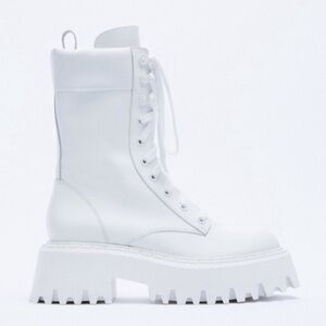 Zara White lug combat boots